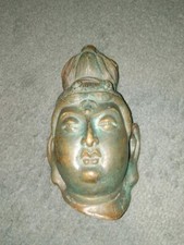 Antique Metal Asian Kwan Yin / Guanyin Bust  Wax Seal Buddha Religion Religious  picture