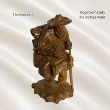 Vintage Rustic Hand Carved Wooden Traveler Man Figurine Folk Art 7