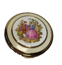 Vintage English Porcelain Plaque Compact Mirror – Paris Presents - Lovely 1970’s picture