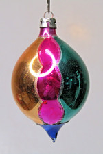 Vintage 50's Glass Glitter Harlequin DROP Christmas Ornament Fantasia Poland #1 picture
