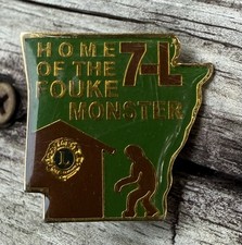 Vintage Lions Club Pin Arkansas Rare Home of the Fouke Monster Pinback picture