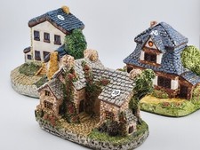 Lot Of 3 Vintage English Cottages- Made In Taiwan - Christmas Gift Idea picture
