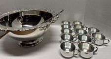 VTG Oneida De Maurier Silver Plate Punch Bowl Set With 12 Cups Ladle picture