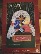 Carlton Cards Heirloom Ornament Grandma Dated 1999, New In Box picture