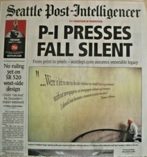 FINAL PRINTING OF SEATTLE P-I POST-INTELLIGENCER NEWSPAPER ON MARCH 17, 2009 picture