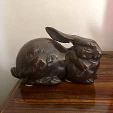 Bronze Rabbit Figurine Statue Sculpture, Rabbit Animal Class Bronze Figurine picture