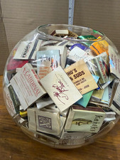 Large Lot Vintage Advertising Matchbooks in Clear Glass Fishbowl picture