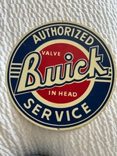 Buick Authorized Service Valve in Head Metal Tin Enamel Repo Sign 10.5