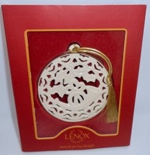 Lenox FRENCH HORN PIERCED Porcelain Christmas Ornament in Original Box H72 picture