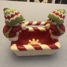 RARE Department 56 Billy Buttons Double Snowman Candy Dish picture
