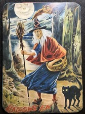 Halloween Wall Decor VINTAGE STYLE Spooky Die Cut Cardboard  5.5 X 7.5” picture
