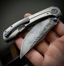 CUSTOM Brian Brown BBK Raptor - Textured Etched M390, Stripped Titanium Scales picture