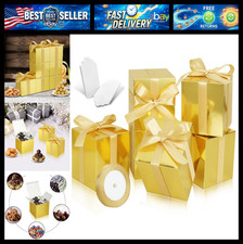 100 Pack Small Gift Boxes, 2x2x2 In Gold Paper Gift Box with Lids picture