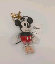 Coach x Disney Mickey Mouse Leather Plush Bag Charm Key Chain Fob New picture