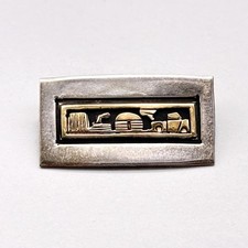 Petite Vintage Southwestern Storyteller 14K Gold Sterling Silver Pin Brooch picture