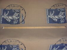 10-1/4Y VALDESE WEAVERS NAVY BLUE FRENCH STAMP PANELS UPHOLSTERY FABRIC  picture