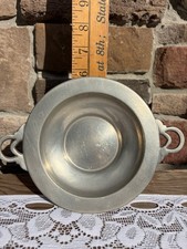 Vintage C.A. Woodward Pewter Porringer Bowl Handle Taunton Mass Antique 906 picture