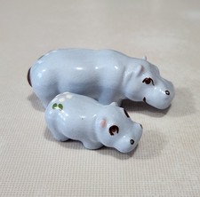 HR Hagen Renaker Early 1948 Blue Hippo Mama and Baby Miniature Figurines HTF ? picture