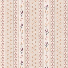 Lulie Wallace Floral Striped Linen Cotton Print Fabric- Maggie / Apricot 0.95 yd picture