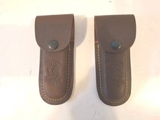 2 Brand New Well Constructed Genuine Leather Pocket Knife Sheaths-100's SOLD  picture