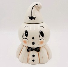 🖤🤍New Johanna Parker Ceramic Ghost Canister Halloween Cookie Jar HTF picture