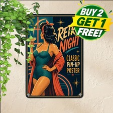 Classic Fashion Model Retro Tin Sign Vintage Beauty Metal Wall Art Plaque picture