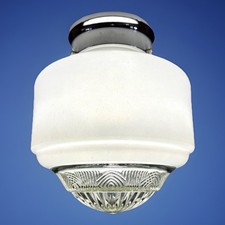 Vintage UNIQUE 1920s-1930's Art Deco Nouveau Glass Shade Ceiling Light Fixture picture