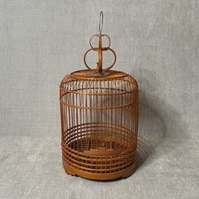Vintage Bird Bamboo Wooden Round Hanging Bird Cage picture