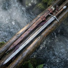 Handmade Medieval Long Sword Real Damascus Steel Blade picture