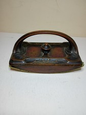 Antique Art Nouveau Copper Inkwell Rocker Ink Blotter Deco HEAVY Desk Office picture