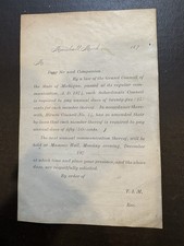Antique Freemason 1870s Marshall Mi. Annual Dues Statement picture