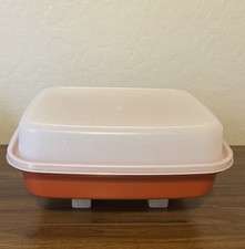 Vintage Tupperware (1294-6) Paprika Red Meat Marinade Container With Lid 12x10 picture