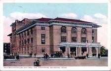 CITY HALL & AUDITORIUM galveston tx antique postcard texas downtown 1910s picture
