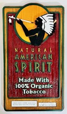 Vintage Natural American Spirit Cigarettes Wooden Sign - * One Small Chip * picture