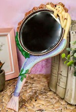 Mermaid Hand Mirror Collectible Sea Nymph Decoration Figurine picture