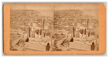 Chicago Fire Birdseye Panorama of Destruction ~ Illinois Stereoview photo street picture