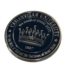 Cedarville University Challenge Coin Blue Silver Crown 9:55 Token Graduation picture