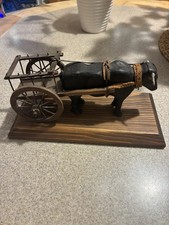 Rare Old Hand Carved Ox And Wooden cart picture