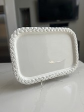 Vintage Este Ceramiche Italy White Woven Platter Braided Basket Tray Style 18x13 picture