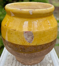 FRENCH ANTIQUE POTTERY CONFIT CONSERVE POT CERAMIC GLAZE JAR EARTHENWARE $25 OFF picture
