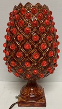 1960s Mid-Century Ceramic Pineapple Table Lamp w/Orange Color Marbles Vtg MCM picture