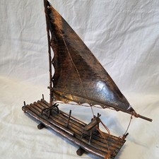VINTAGE HANDMADE COPPER PRIMITIVE BRAZILIAN FISHING VESSEL picture