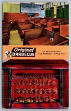 Original Barbecue Los Angeles CA Restaurant Postcard 8th Vermont Ave BBQ Interio picture
