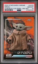 2024 TOPPS STAR WARS CHROME GROGU AUREBESH VARIATION ORANGE /25 #AV22 PSA 10 picture