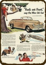 1947 FORD CONVERTIBLE Car Vintage-Look-Edge DECORATIVE REPLICA METAL SIGN picture