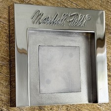 Vintage Marshall Fields Silver Plated Sticky Note Pad Holder Desk Memo Tray RARE picture