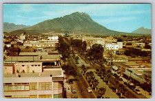 Monterrey Mexico Avenida Madero Las Mitras Mountain Traffic VTG c1961 Postcard picture