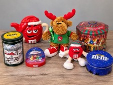 M&M’s Christmas Collectibles Lot of 7 Plush Tins Teapot Snow Globe Holiday picture