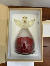 SACREDYNA GLASS ANGEL FIGURINE RED PRESERVED ROSE FOREVER FLOWERS W/ BOX picture