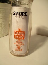 Half-Pint Milk Bottle Dawn Dairy  Athol & Orange 5.5
